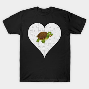 Jigsaw  Turtle Heart Design - Fish Turtle T-Shirt